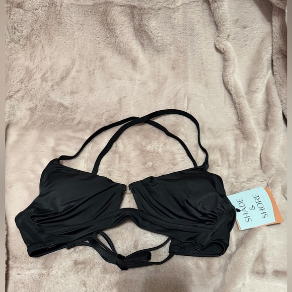 Shade & Shore Other - Shade & Shore Black Strappy Bikini Top with Front Hook